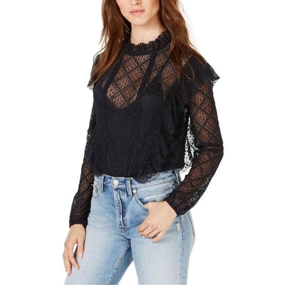 Free People Black Lace Bodysuit